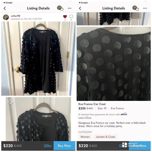 Anthropologie Eva Franco Black Open Front Cardigan Jacket Size M (oversized) - Picture 11 of 11